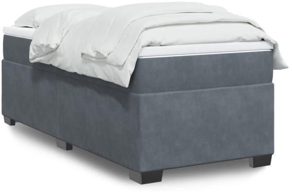 vidaXL Boxspringbett mit Matratze Dunkelgrau 100x200 cm Samt 3285264