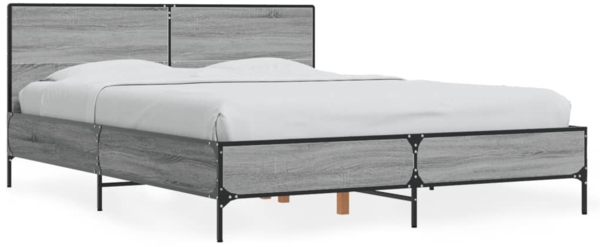 vidaXL Bettgestell Grau Sonoma 140x200 cm Holzwerkstoff und Metall 3280000