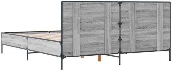 vidaXL Bettgestell Grau Sonoma 140x200 cm Holzwerkstoff und Metall 3280000 Bild 6