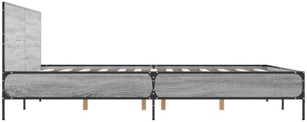 vidaXL Bettgestell Grau Sonoma 140x200 cm Holzwerkstoff und Metall 3280000 Bild 5