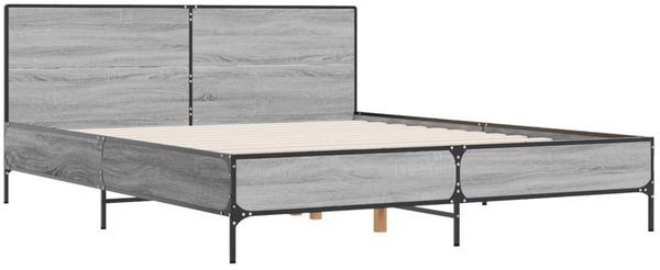 vidaXL Bettgestell Grau Sonoma 140x200 cm Holzwerkstoff und Metall 3280000 Bild 3