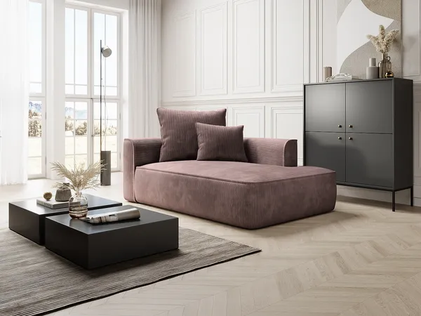 Vente-unique - PINETA Chaise longue SamtStoff Puderrosa - B 115 cm x H 67 cm x L 180 cm