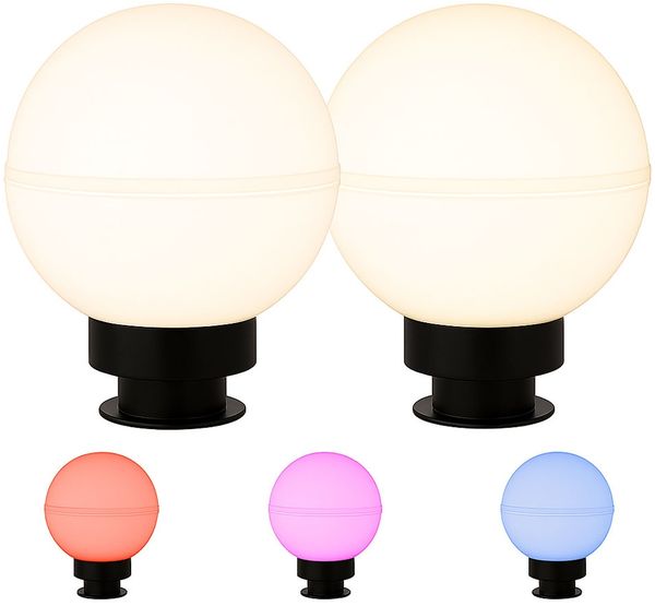 2x Außen Steckleuchten, Kugel, Smart LED, Erdspieß, D 20 cm