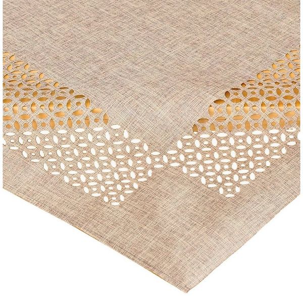 matches21 HOME & HOBBY Tischdecke Tischdecke REA durchbrochene Ornamente Polyester braun 85 x 85 cm (1-tlg), Pflegeleicht & waschbar bei 30 °C