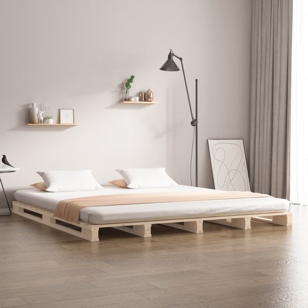 Doppelbett, Palettenbett 140x200 cm Massivholz Kiefer