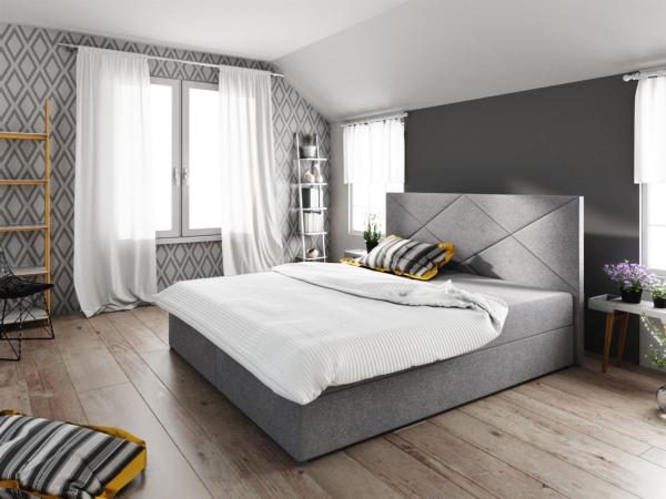 Boxspringbett NAIA 140x200cm Grau inkl. Bettkasten