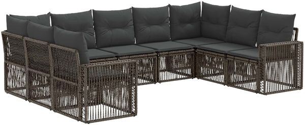vidaXL Gartensofa-set 9 pcs Grau und Dunkelgrau Poly-Rattan 3435227