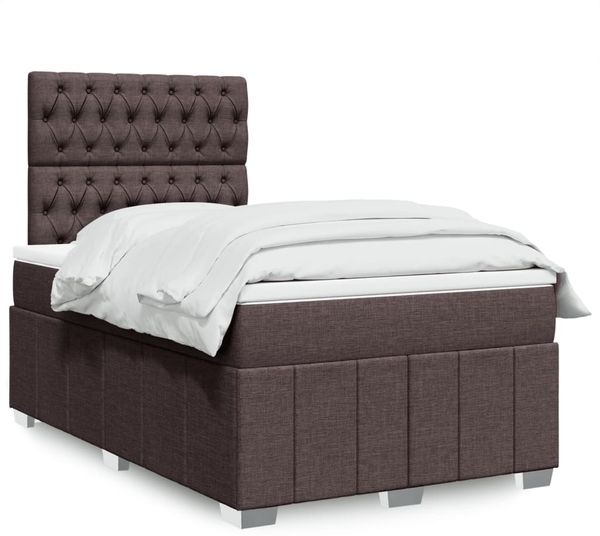 vidaXL Boxspringbett mit Matratze Dunkelbraun 120x200 cm Stoff 3291645