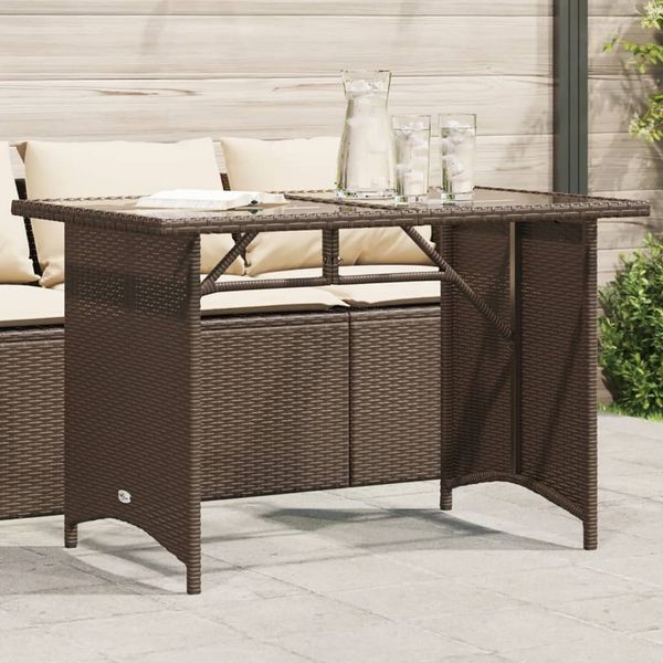 vidaXL Gartentisch mit Glasplatte Braun 110x68x70 cm Poly Rattan 366351