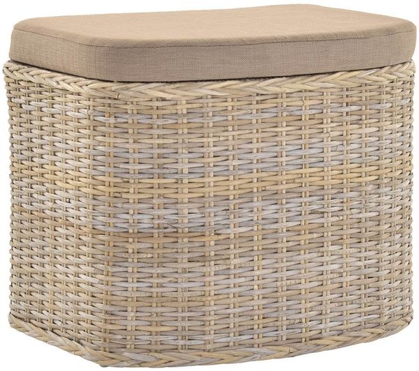 Krines Home Wäschetruhe Wäschekorb bauchig Sitz Truhe Sitzbank mit Deckel Sitzhocker Polster (Wäschebox mit Inlett), Sitzbank mit Stauraum