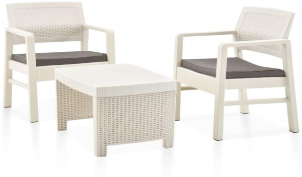 vidaXL 3-tlg. Garten-Lounge-Set Kunststoff Weiß 48823