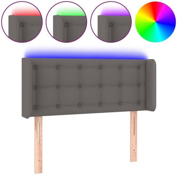 LED Kopfteil, Bettkopfteil, Minimalistisch Grau 103x16x78/88 cm Kunstleder