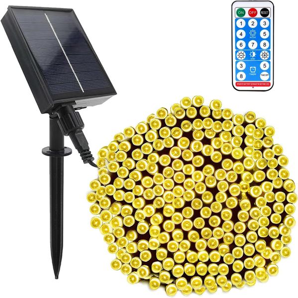 Solar-Lichterkette 20 m 200 LEDs warmweiß mit Fernbedienung