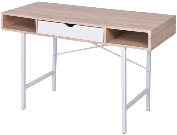 Schreibtisch 120x48 Eiche und Weiß