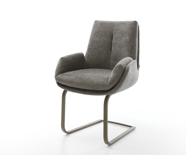 Freischwinger Clea-Flex Bouclé Soft Schlamm Freischwinger flach Effektfinish Titan