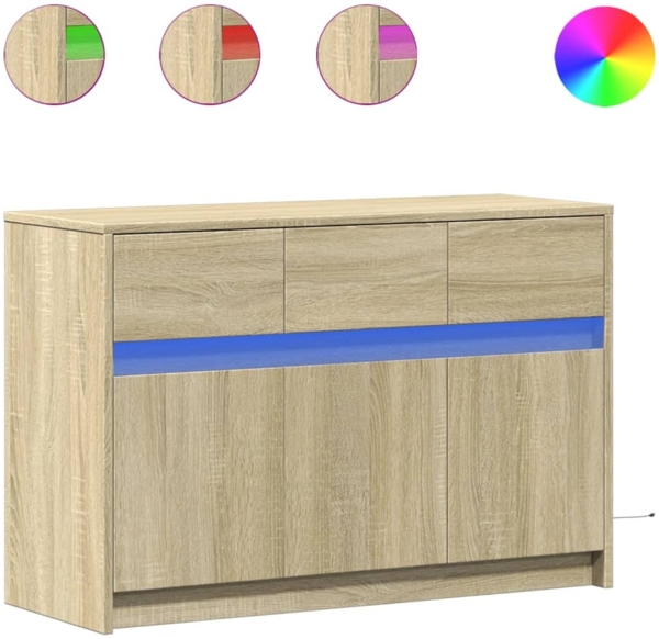 vidaXL TV-Schrank mit LED-Beleuchtung Sonoma-Eiche 91x34x61 cm 852182