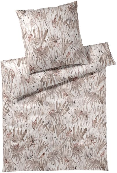 Elegante Bambus Satin Bettwäsche Monkeys 24574-7 natur Affe 135x200
