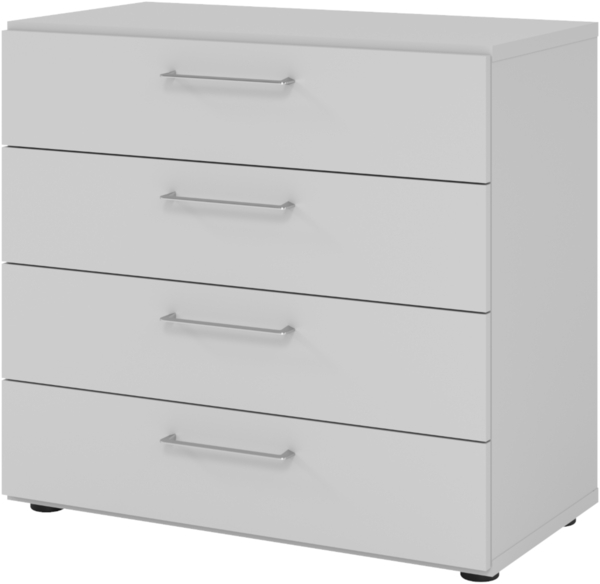 bümö smart Schubladenschrank, Büroschrank 80cm breit in grau mit 4 Schüben - Bürocontainer aus Holz, Container mit Metallgriffen & Soft-Stop Schubladen, 928S4-5-5-BS