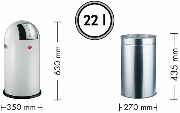 Wesco 'Pushboy Junior' Abfallsammler, 22 Liter, Stahlblech, Silber Bild 3