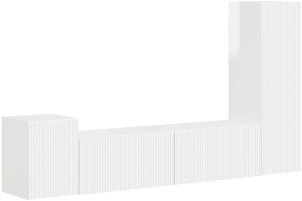 vidaXL TV-Schrankset Wandmontiert 4 pcs Hochglanz Weiß Holzwerkstoff 3409001