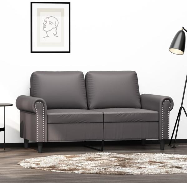 vidaXL 2-Sitzer-Sofa Grau 120 cm Kunstleder