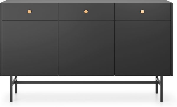 AX LIVING Kommode modern Dinley 155 cm Schwarz Matt mit Türen & Schubladen Bild 2