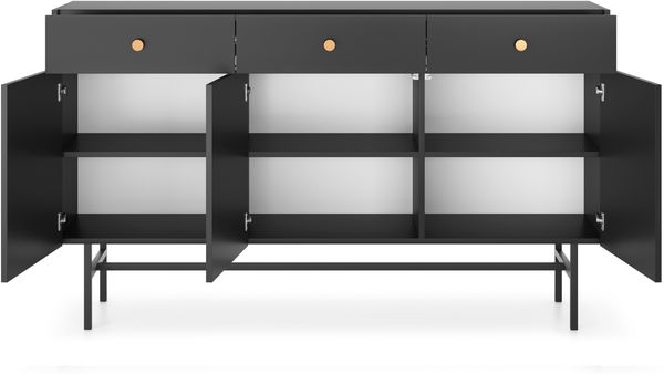 AX LIVING Kommode modern Dinley 155 cm Schwarz Matt mit Türen & Schubladen Bild 3