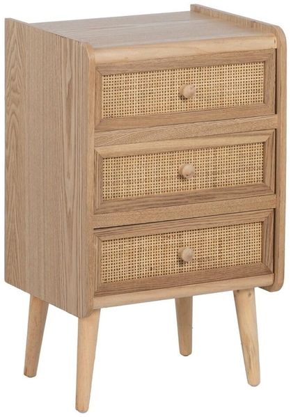 BigBuy Home Nachttisch Samir Naturholz Paulownia, 40 x 30 x 66 cm