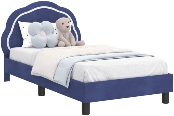 vidaXL Kinderbettgestell mit Kopfteil Polizeiblau 80x160 cm Samt 42010907