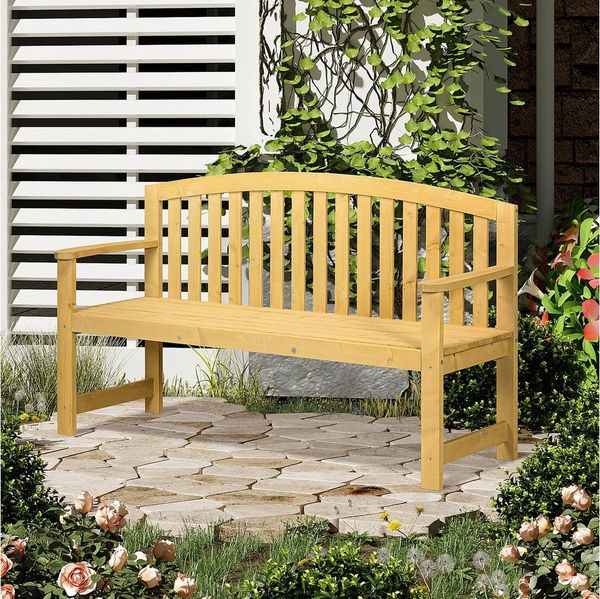 Outsunny Gartenbank mit Rückenlehnen (Parkbank, 1-St, Sitzbank), für Balkon Terrasse, Garten, 143 x 51 x 85 cm, Orange