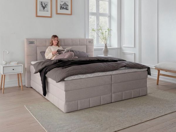 OTTO home Boxbett PHILLIPA inkl. Bettkasten, wahlweise mit LED-Leuchten, Breite: 180cm, inkl. Kaltschaum-Topper, in verschiedenen Farben erhältlich