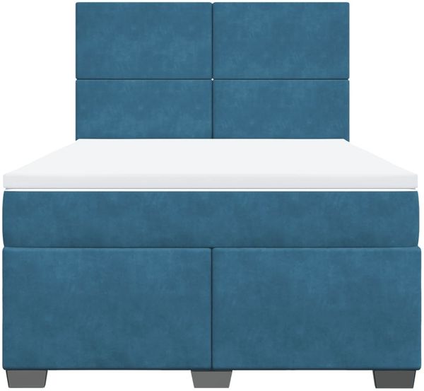 vidaXL Boxspringbett mit Matratze Blau 160x200 cm Samt 3293252 Bild 6