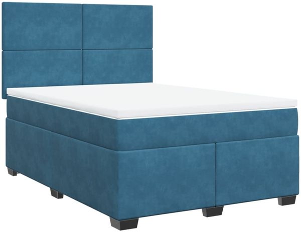 vidaXL Boxspringbett mit Matratze Blau 160x200 cm Samt 3293252 Bild 3