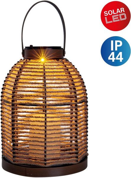 näve LED Solarleuchte Korbinian, LED fest integriert, Warmweiß, Schnurbespannung, Haltegriff, unbeleuchtete Dekokerze, H: 29cm