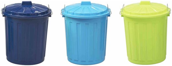 Hugo Tonne 50 l aus robustem Kunststoff – mit stabilem Metallhakenverschluss und Deckel, farblich sortiert in blau, karibik oder grün, ideal für Haushalt, Garten & Werkstatt
