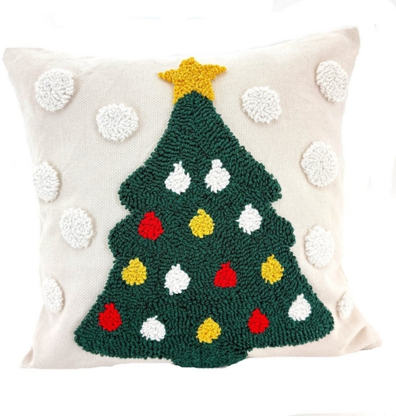 heimtexland Dekokissen natürliche Weihnachtsdeko Kissenhülle Zierkissen, hochwertiges Deko Kissen Weihnachten I aufwendig bestickt