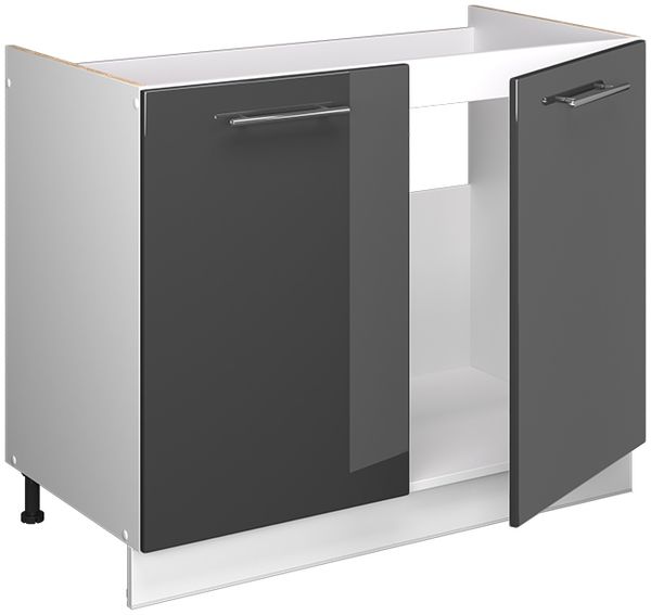 Spülenunterschrank Fame-Line Anthrazit Hochglanz/Weiß 100 cm ohne Arbeitsplatte Vicco Bild 6