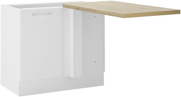 Stella Trading Turin Eckschrank Küche mit Arbeitsplatte in Weiß, Artisan Eiche Optik - Geräumiger Eck-Unterschrank mit viel Stauraum - 110 x 90 x 60 cm (B/H/T)