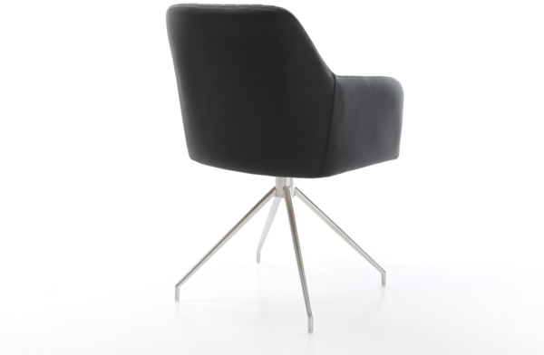 Esszimmerstuhl Greg-Flex Echt-Leder Schwarz Kreuzgestell konisch Edelstahl Taschenfederkern Bild 5