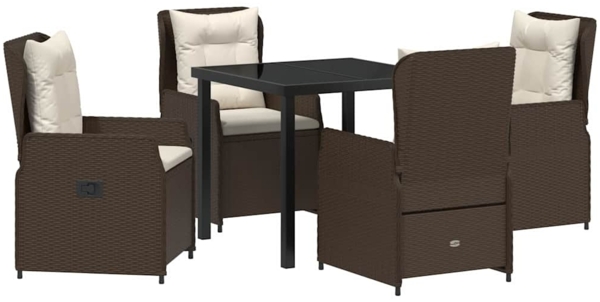 vidaXL Garten Essgruppe 5 pcs Braun Poly-Rattan 3380947