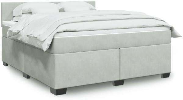 vidaXL Boxspringbett mit Matratze Hellgrau 180x200 cm Samt 3288672