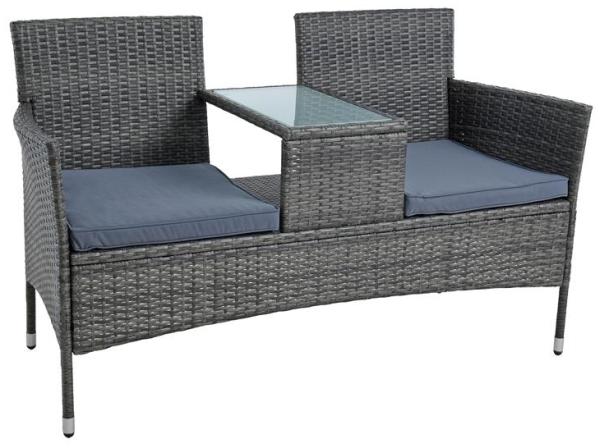 Polyrattan Gartenbank Bank Rattan Sitzbank 2-Sitzer Gartenmöbel Anthrazit-Grau