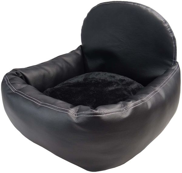 Extra pflegeleichter Hunde Leder Look Autositz - Verstärkter Autositz für kleine und mittlere Hunde - hochwertiger und wasserfester Hundeautositz für den Beifahrersitz im Auto (L-Größe, Schwarz) kompatibel für Peugeot Bipper Tepee