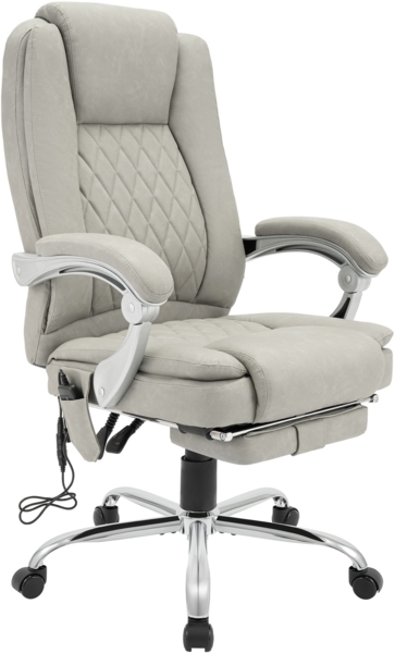 CLP Bürostuhl Rubia mit Massagefunktion Heizfunktion Fußablage bis 150 kg,grau