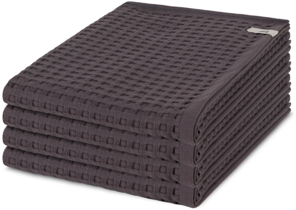 Möve Piquee 4 tlg. Frottier-Set - 4 X Handtuch (50 X 100cm) - 350 - Graphite