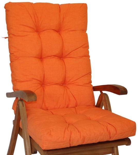 Rattani Hochlehnerauflage Polster für Gartenstuhl Hochlehner Auflage Sylva Gr 120 x 50 cm orange