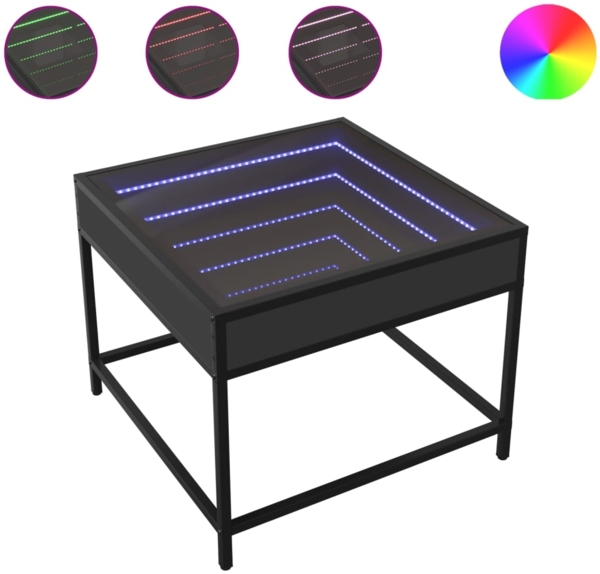 vidaXL Couchtisch mit Infinity-LED Schwarz 50x50x41 cm 847677