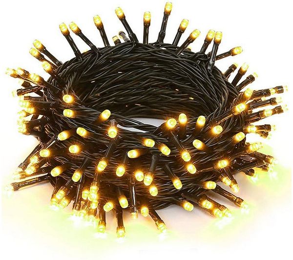 Sunicol LED-Lichterkette 5-100M lichterkette innen, USB/mit Stecker, Warmweiß, 100-flammig, Dimmbar, 8 Modi, Timer, für Weihnachten Garten Party