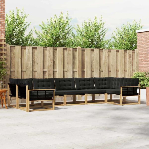 vidaXL Outdoor-Sofagarnitur mit Kissen 7 pcs Weiß und Schwarz 3389050