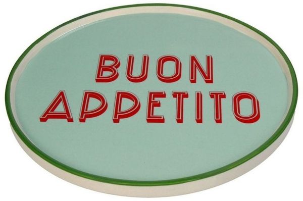 Kersten BV Speiseteller Teller Antipasti - Buon Appetito Stoneware Grün, (1 St), 25,5 x 25,5 cm